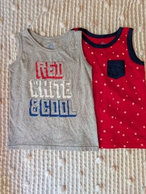 Kids' Red & Gray Graphic Tank Tops - Set of 2-size 6/7